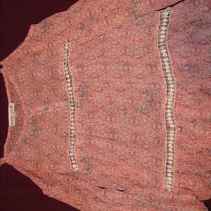 Floral, flowy, pink shirt.